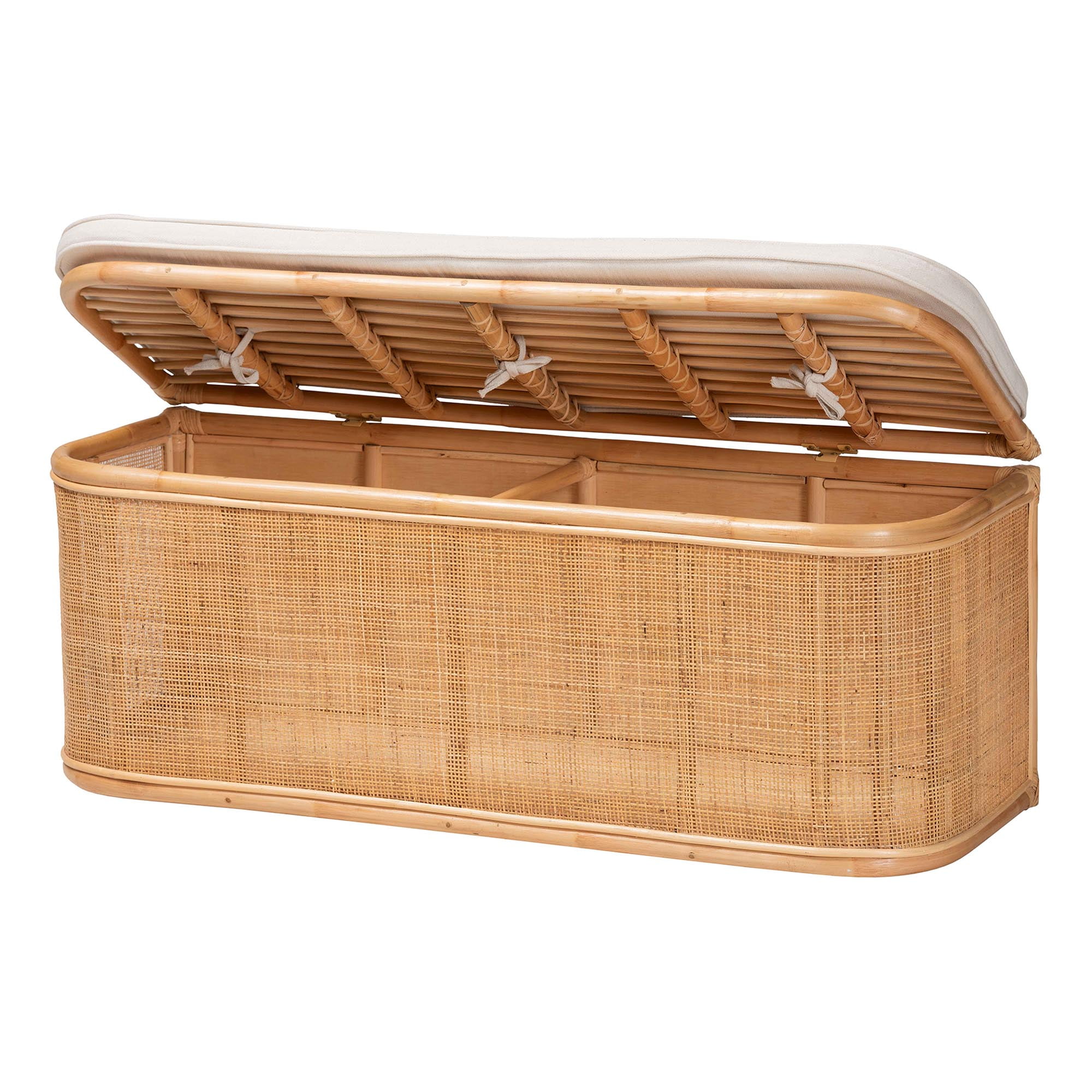 bali & pari Ishana Boho Storage Bench, Natural Rattan, Natural