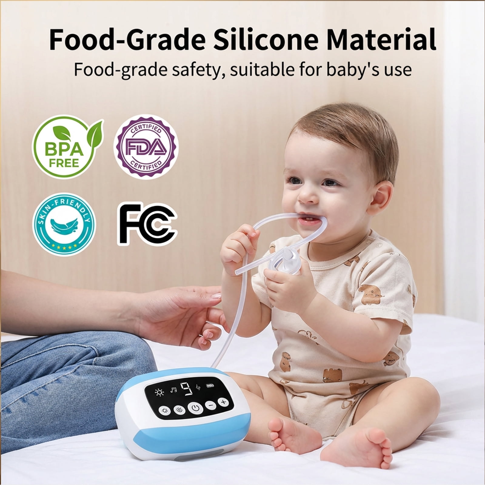 Nasal Aspirator for Baby, Hospital-Grade Nose Sucker with 9 Levels Suction, Night Light, Lullabies, Electric Nose Suction for Baby with Food-Grade Silicone Nozzles