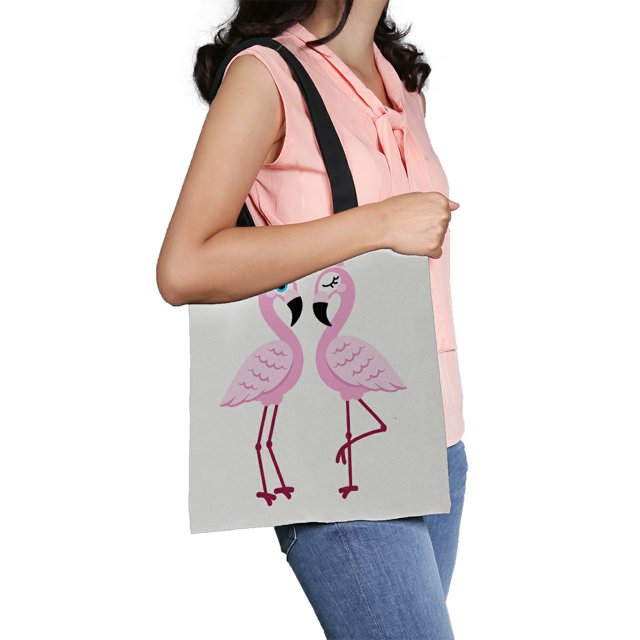 ABPHQTO Bolsa de lona con diseño de flamenco rosa, reutilizable, para la compra, 36x41 cm
