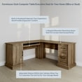 thumbnail image 4 of BELLEZE Modern Corner L-Shaped Home Office Computer Laptop Desk or Writing Study Workstation with Keyboard Tray, Two Drawers and Cabinet - Barlow (Rustic Oak), 4 of 7