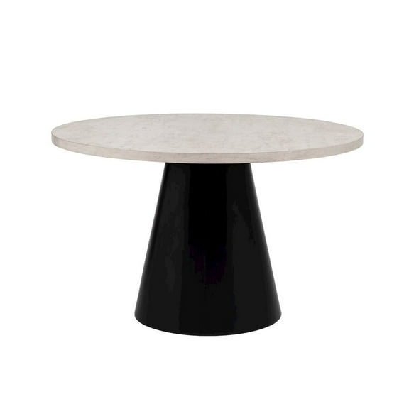 Best Master Furniture Timaro Transitional Round Dining Table with Pedestal Base, Beige/Black
