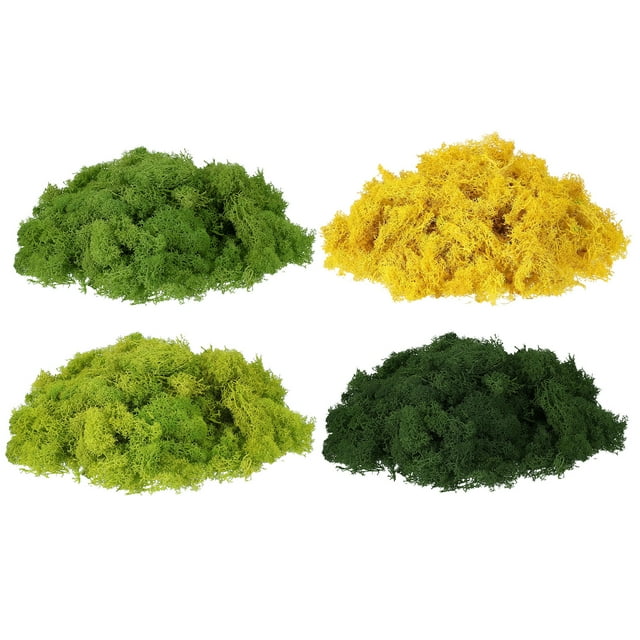 Uxcell 4 Pcs Preserved Reindeer Moss 14oz Fake Moss for Crafts Artificial Dried Moss Light Green Dark Green Yellow Chartreuse