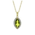 thumbnail image 2 of Galaxy Gold 14K Solid Yellow Gold 20" Necklace with Natural Diamonds and a Marquise-Shaped Peridot, 14"-24" Sizes, August Birthstone, Symbol of Renewal, 2 of 7
