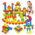 thumbnail image 4 of Juego de bloques de construcción para niños pequeños First Builders, bolsa de construcción grande con 100/130 piezas y almacenamiento, azul, a partir de 1 año, 4 of 6