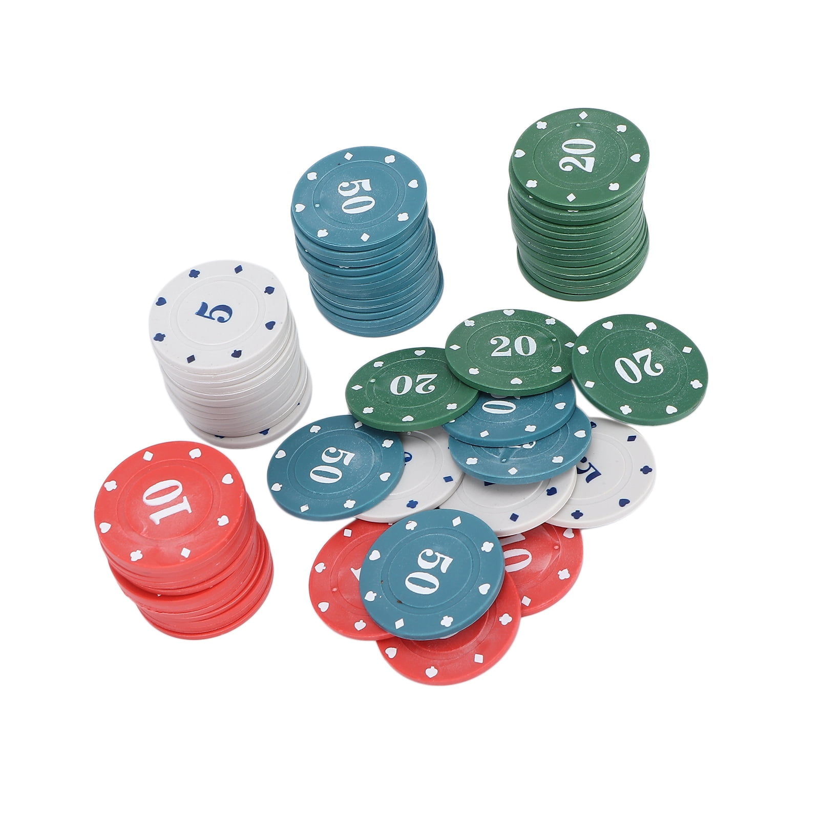 Gupbes Plastic Chips,100Pcs Poker Chip Set Plastic Iron Numbered Chips With DEALER Card For Home Entertainment,Casino Poker Set