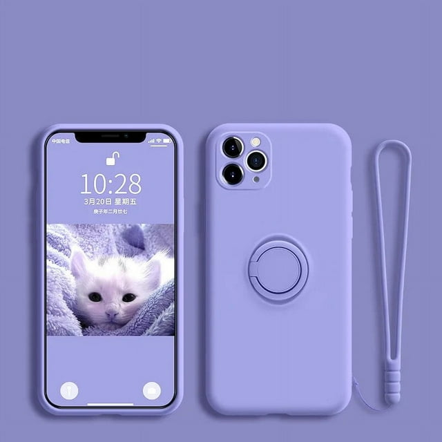Liquid Silicone Ring Phone Holder Case For Samsung Galaxy S23 Ultra Plus S22 S21 FE S10 S10E S8 S9 Plus Protective Cover Lavender For S23Plus