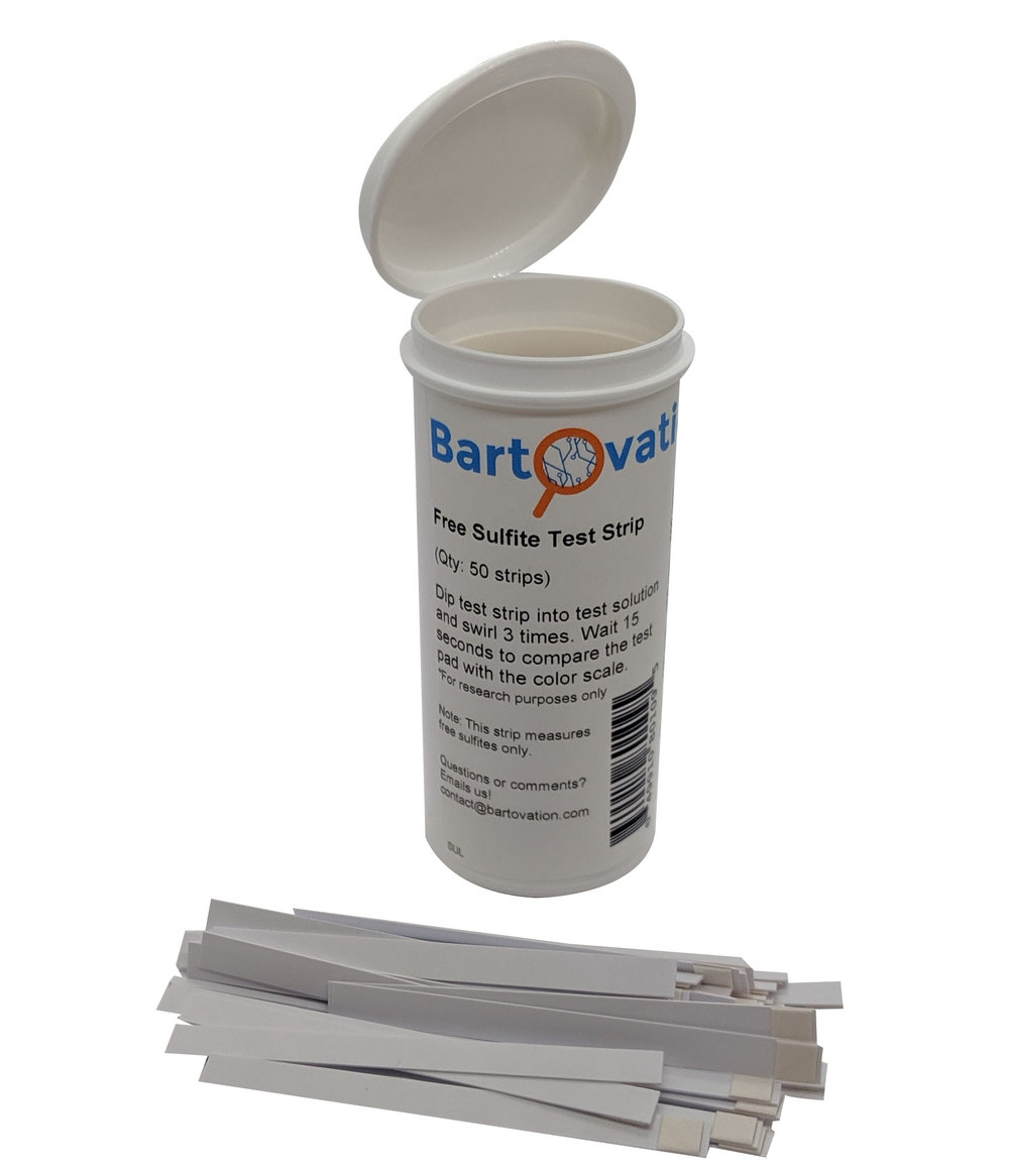 Free Sulfite Test Strips, 10-500 ppm [Vial of 50 Plastic Strips]
