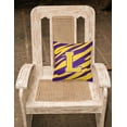 thumbnail image 2 of Carolines Treasures CJ1022-LPW1414 Monogram - Tiger Stripe - Purple Gold Decorative Fabric Pillow - 14 x 14 in.- Initial L, 2 of 2