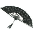thumbnail image 3 of 5X Handmade Cotton Lace Folding Hand Fan for Bridal Wedding Decoration (Black), 3 of 3