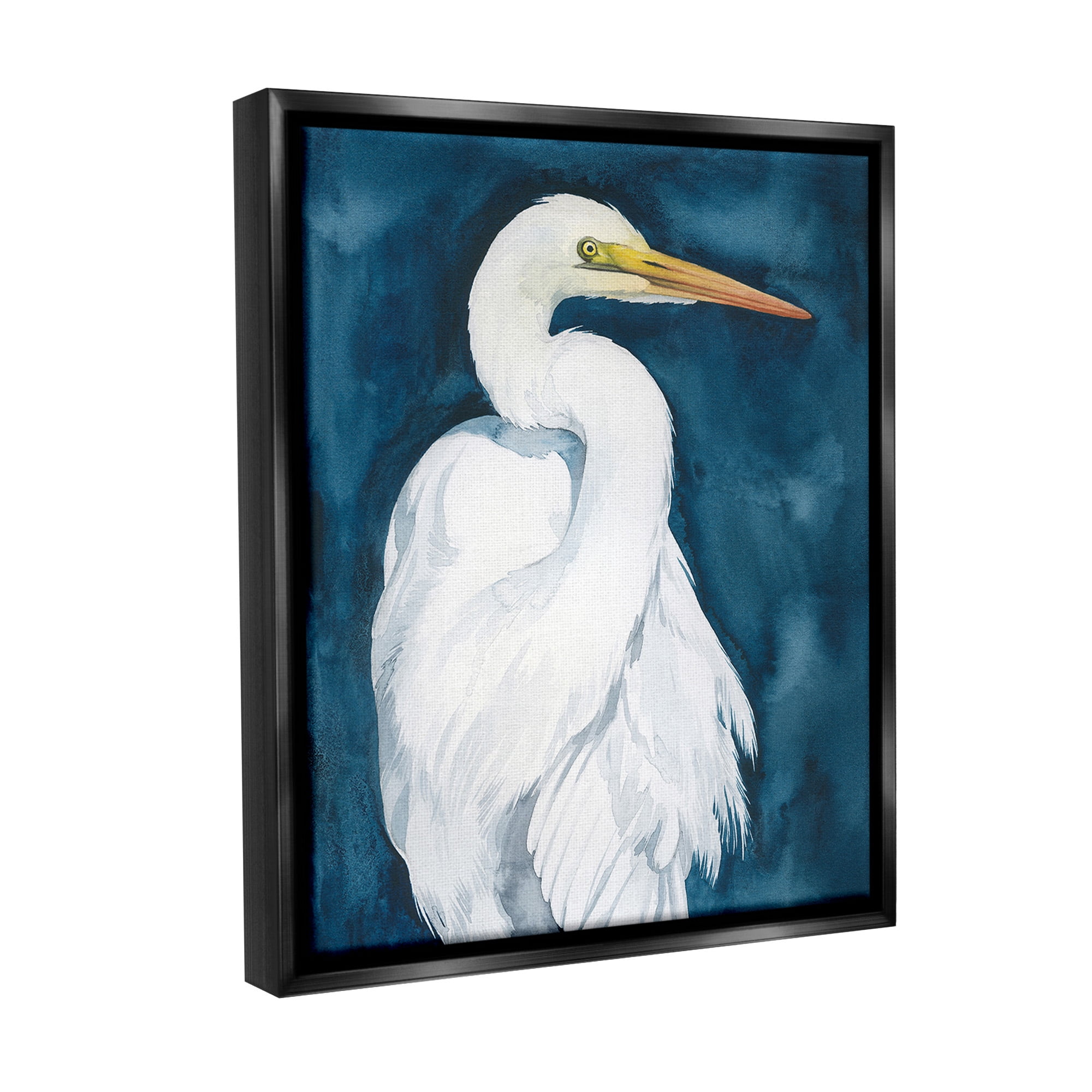 Stupell Industries Sea Bird Portrait Animals & Insects Painting Black Floater Framed Canvas Art Print Wall Art, 17 x 21