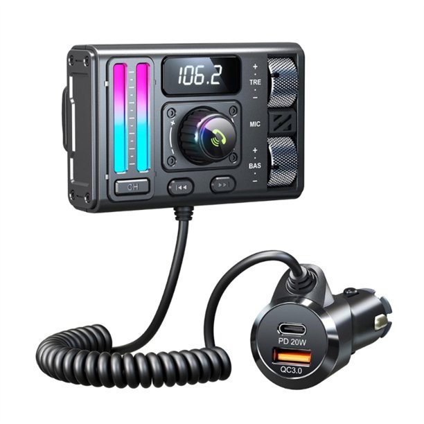 Transmisor FM Compatible con para Bluetooth para Automóvil PD20W QC3.0 Adaptador de Carga USB para Automóvil Reproductor de Música MP3