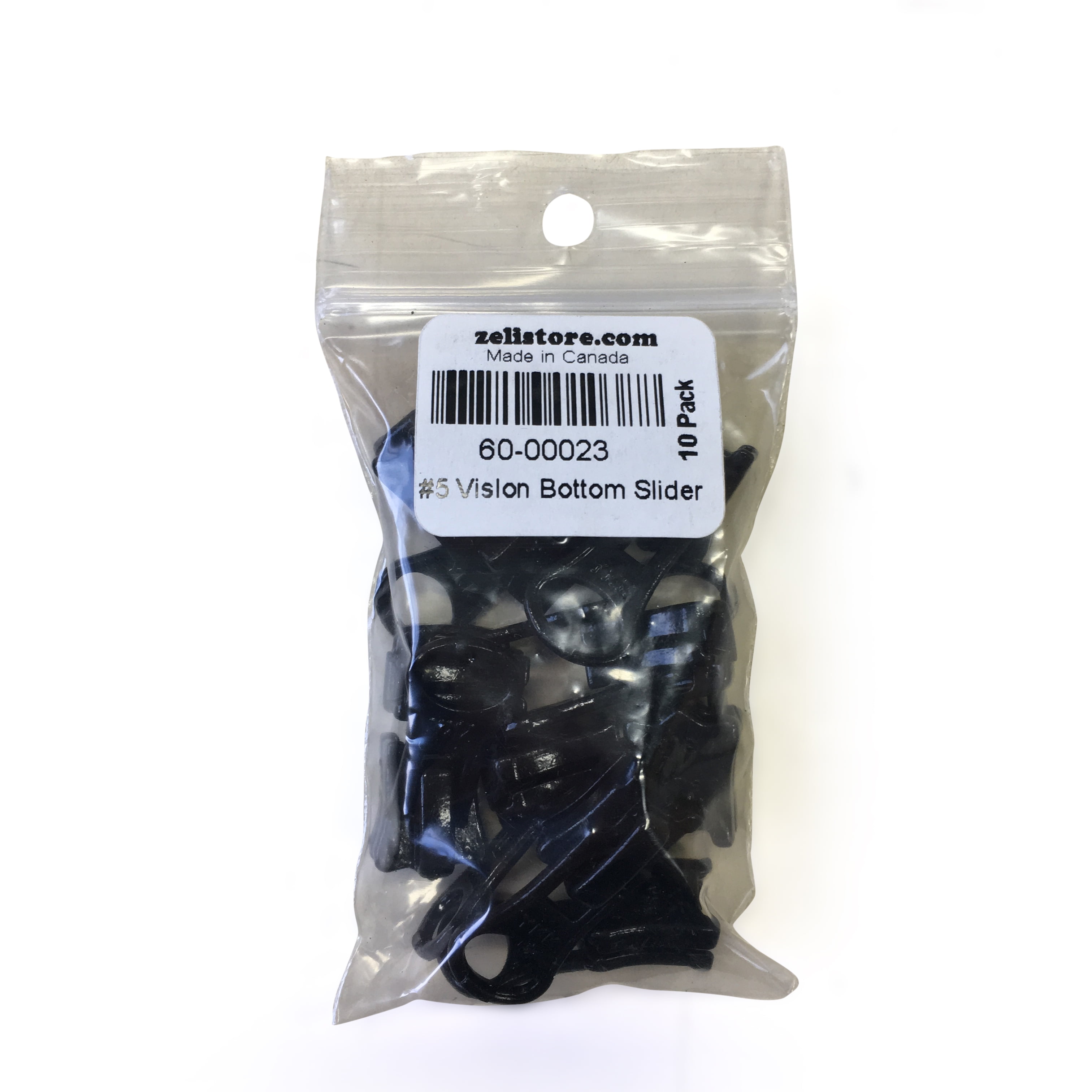 YKK #5 Vislon Bottom Slider Zipper Pull Hardware Black 10 Pack
