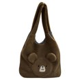 thumbnail image 2 of Bolsa de hombro de felpa Patrón de oso Otoño Invierno con asa superior para viajes (marrón) Ehuebsd Para estrenar, 2 of 3
