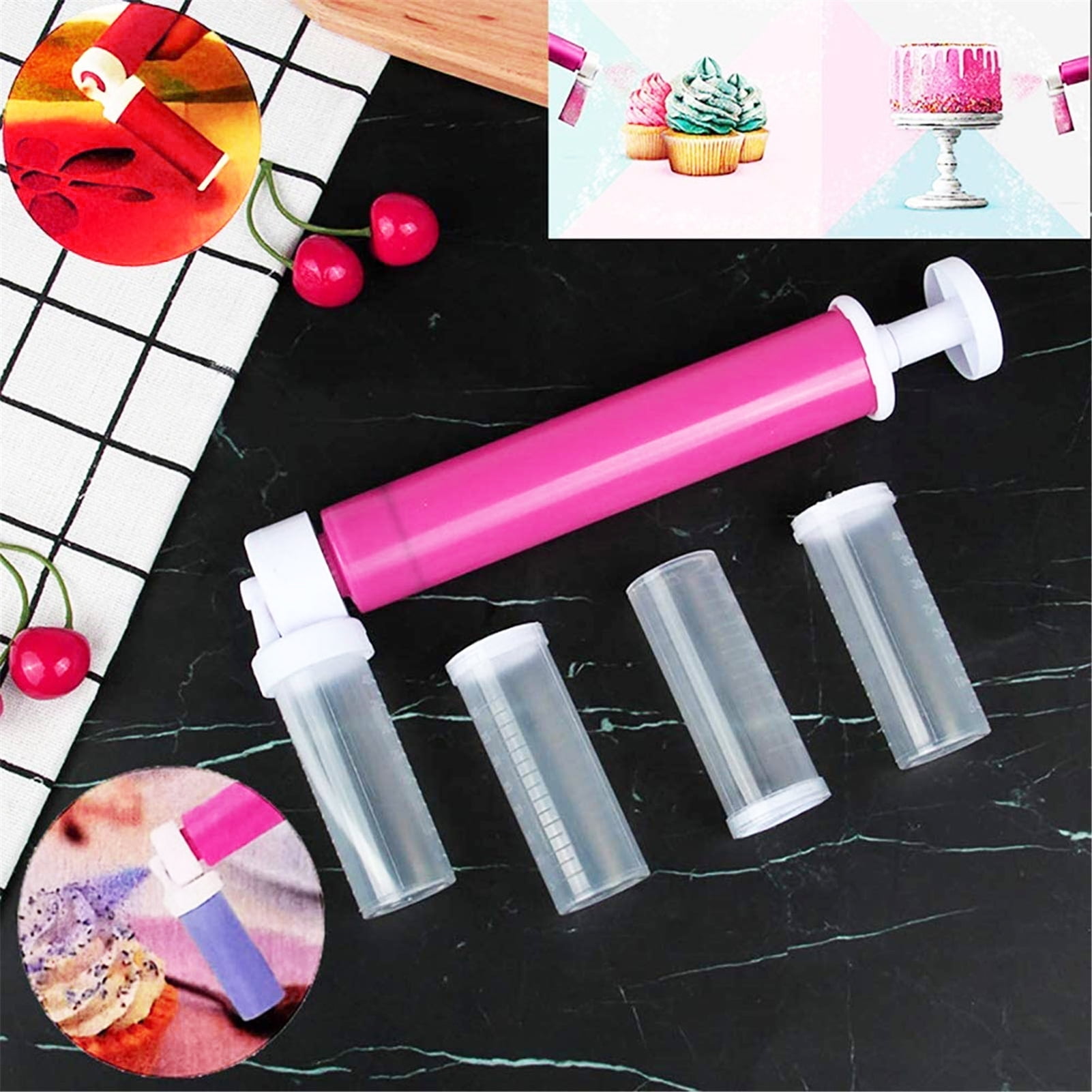Cheers.US Manual Airbrush for Cake Glitter Decorating Tools, Durable and  Easy to Clean DIY Cake Airbrush makeup kit with 4 Pcs Vial, Glitter Pump  for Cakes, Cupcakes and Desserts Decorating 