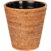 Kouboo La Jolla 2 gal Removable Liner Rattan Wastebaskets with Plastic Insert, Brown