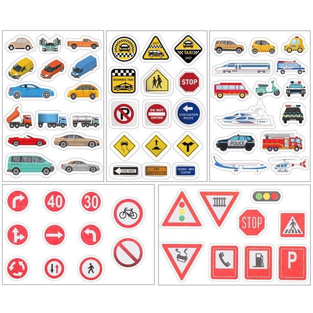 1 juego de pegatinas para coche, señales de tráfico, señales de calle, pegatinas de papel decorativas, calcomanías de pared para el hogar