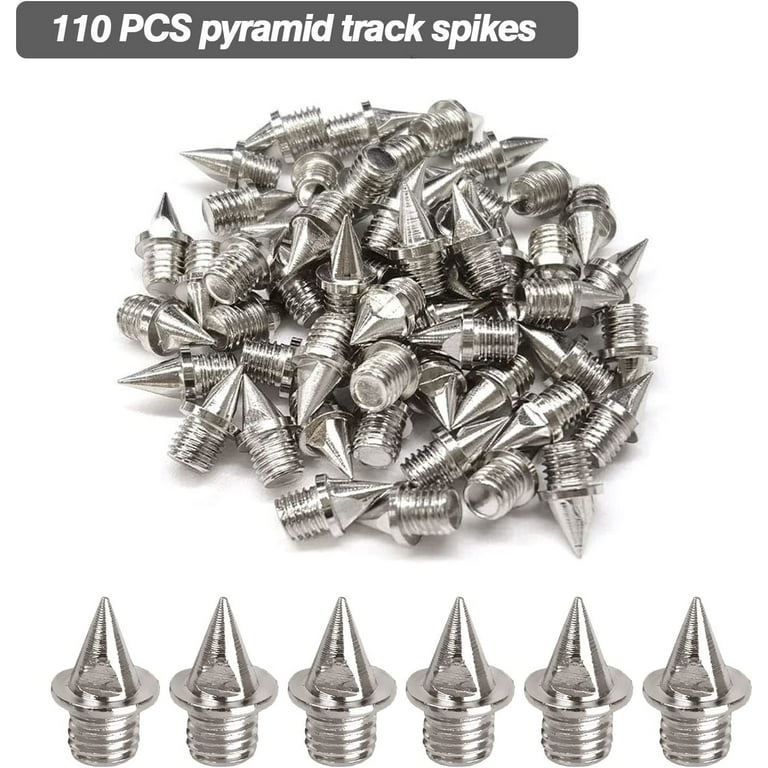 500 Pcs 1/4 Inch Track Spikes with Spike Wrench Stainless Steel Replacement  Shoe Spikes Pyramid Running Spikes for Sprint Sports Hiking High Jumping  Cross Country, Silver 