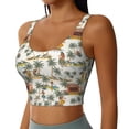 thumbnail image 2 of Goofa Hawaiian Style Printed Sports Bras for Women, High Impact Running Bra Workout Crop Tank Tops Longline Sports Bra Push up-Small, 2 of 9