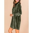 thumbnail image 2 of Womens Velvet Button Down T Shirts Swing Mini Dress Casual Long Sleeves Lapel Tunic Tops, 2 of 6