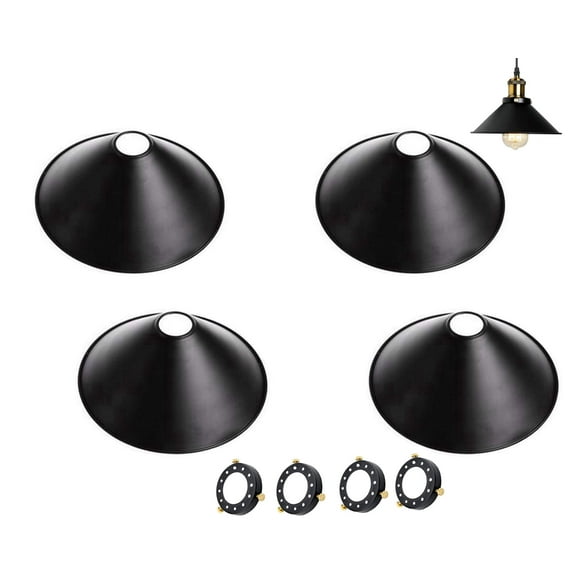 Kiven 4 Pack Black Metal Shade, 1 1/6 X 8 2/3 Inch, Lighting Fixtures Replacement Glass Shades for Pendant Lights Chandelier Lampshade,Black