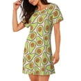thumbnail image 2 of Wukai Cute Avocado Print Women's Loose Short Sleeve Nightgown, Soft Sleep Dress for Comfortable Relaxation, Casual Lounge Wear, 2 of 6