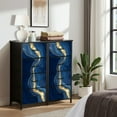 thumbnail image 6 of Dresser for Bedroom with 4 Storage Drawers luxury Blue marble gold abstract texture Indigo ocean blue Dressers Chest of Drawers Steel Framed Fabric Closet Organizers for Living Room Hallway, 6 of 7