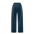 thumbnail image 5 of Women's Solid Color Velvet Drawstring Pants, Luxury Wide Leg Trousers, Elastic Waist Casual Pants, Soft Velour Lounge Pants, Comfortable Straight Leg Bottoms, Relaxed Fit Trousers Navy, 5 of 6