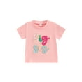 thumbnail image 3 of Toddler Girls T-Shirts Fuzzy Letter Embroidered Sister Matching Crew Neck Short Sleeve Shirts Summer Casual Fashion Kids Tops, 3 of 9
