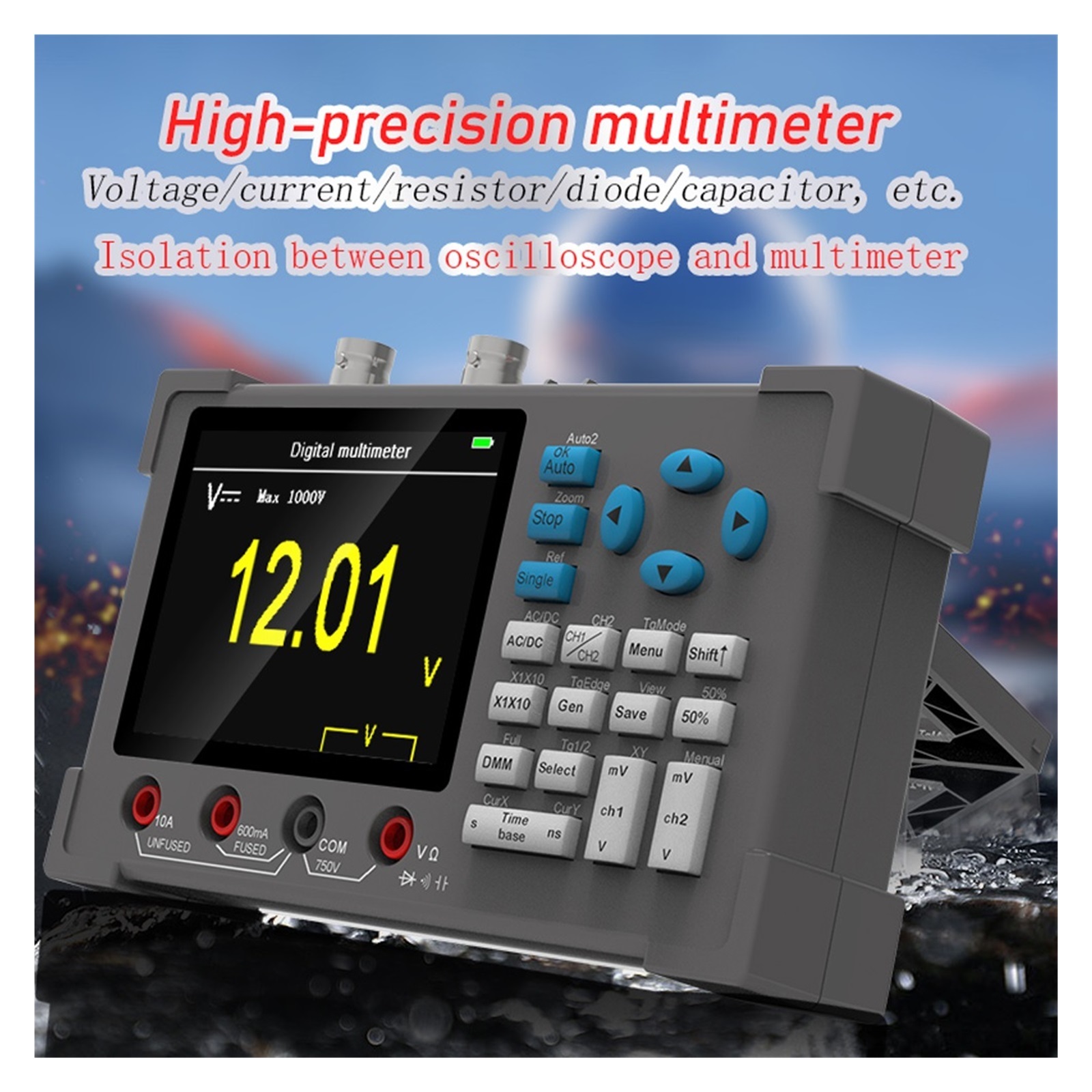 3in1 Digital Oscilloscope Multimeter Signal Generator Dual Channel 120Mhz Bandwidth 250MSa/s Sampling Rate Handheld Oscilloscope ,Professional Designed