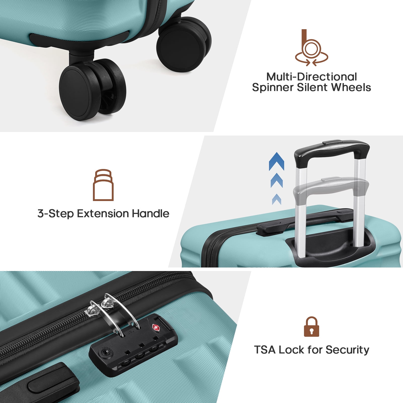 MIUSSE Hard Shell Luggage Sets, 3 Piece Luggage Set, 20/24/28 IN Carry On Luggage with TSA Lock Spinner Wheels, Hard Shell Suitcases Women Men