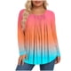thumbnail image 1 of Mujeres Manga Larga Tops Casual de Moda Impresión Cuello Redondo Plegado Más Tamaño Primavera Superior, 1 of 6