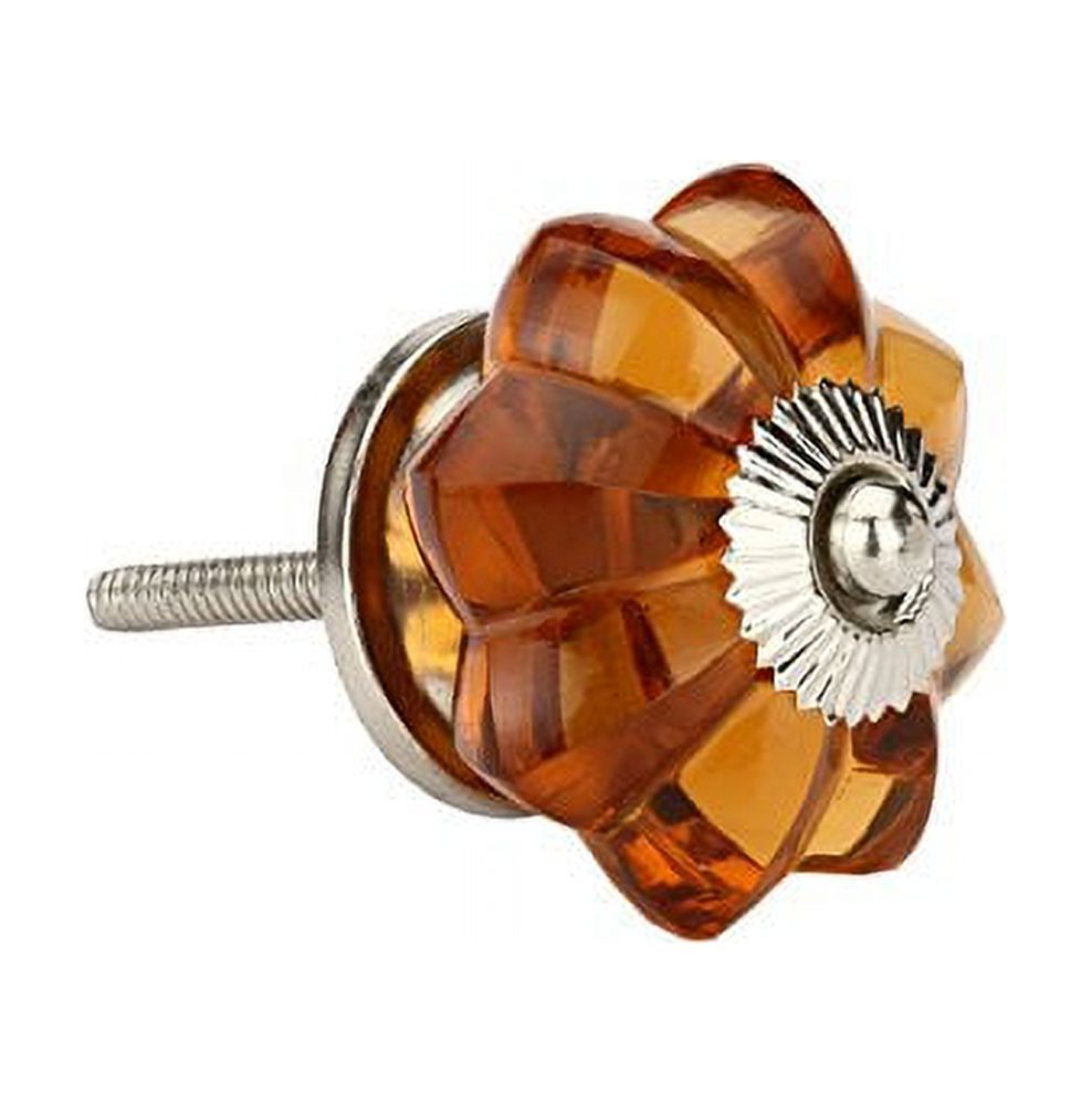 Perilla Home Set of 6 Melon Crystal Cabinet Knobs for Drawers Decorative Vintage Glass Knobs for Home Kitchen Cupboard Glass Door Dresser Wardrobe and Drawer Pulls (Orange)