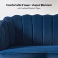 thumbnail image 6 of Velvet Futon Loveseat Sofa, 2-Seater Upholstered Couch with Flower-Shaped Back and Gold Metal Legs, Navy Blue, 6 of 8