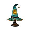thumbnail image 2 of WWC Halloween Witch Hat Lamp, Handcrafted Vintage Stained Glass Resin Night Light, Gothic Glow-in-The-Dark Halloween Decor for Bedroom Desk Party, 2 of 7