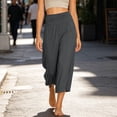 thumbnail image 4 of Ltctricy Wide Leg Palazzo Capri Pants for Women Yoga Lounge Cropped Pants with Pockets High Waist Casual Comfy Pants, 4 of 7