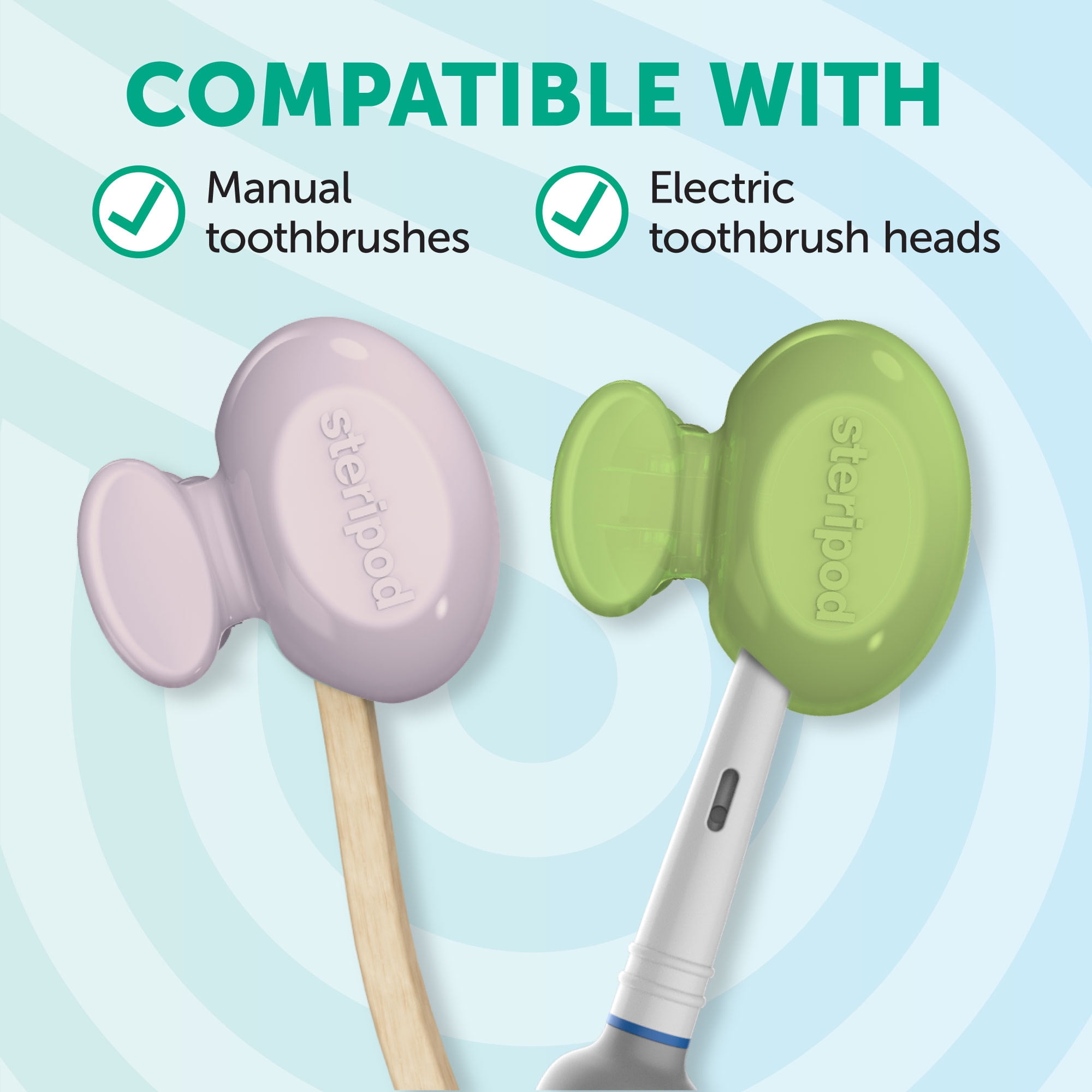 (2 pack) Steripod Clip-On Toothbrush Protector with Fresh Scent, Assorted Colors, 2 Count
