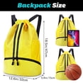 thumbnail image 2 of Bocaoying 3-Compartment Sports Drawstring Backpack, Water-Resistant Gym Bag with Wet/Dry Separation, Side Pockets & Zipper Pocket, Lightweight Swim Soccer Basketball Sack, 2 of 7