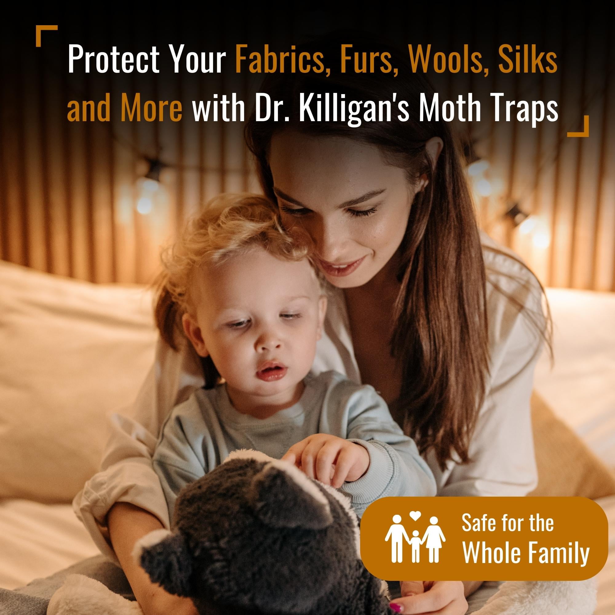 Dr. Killigan's Premium Clothing Moth Traps with Pheromones Prime | 6-Pack Non-Toxic Clothes Moth Trap with Lure for Closets & Carpet | Moth Treatment
