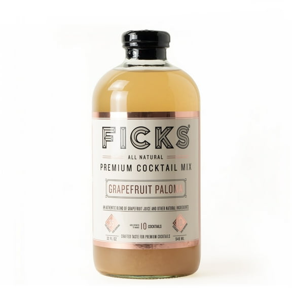 Ficks Paloma Cocktail Mix - All Natural, Only 10g Sugar per Serving - Made with Grapefruit and Lime Juice - 32oz Liquid Glass Bottles. Add tequila for 10 cocktails.