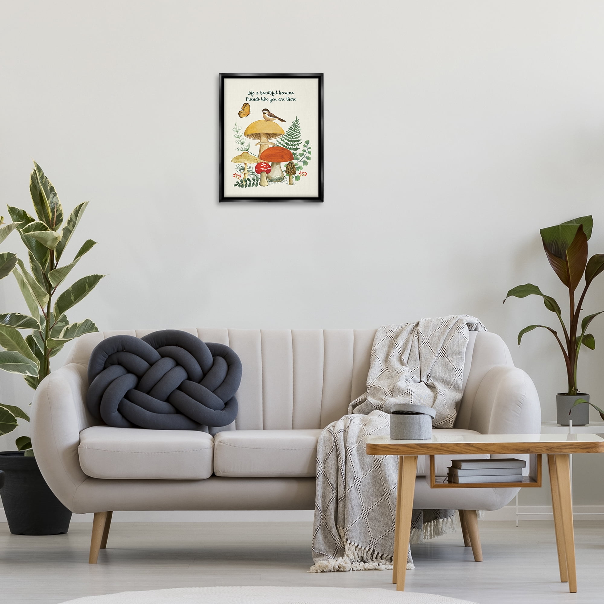 Stupell Industries Vintage Life Is Beautiful Plants & Flowers Painting Black Floater Framed Canvas Art Print Wall Art, 17 x 21