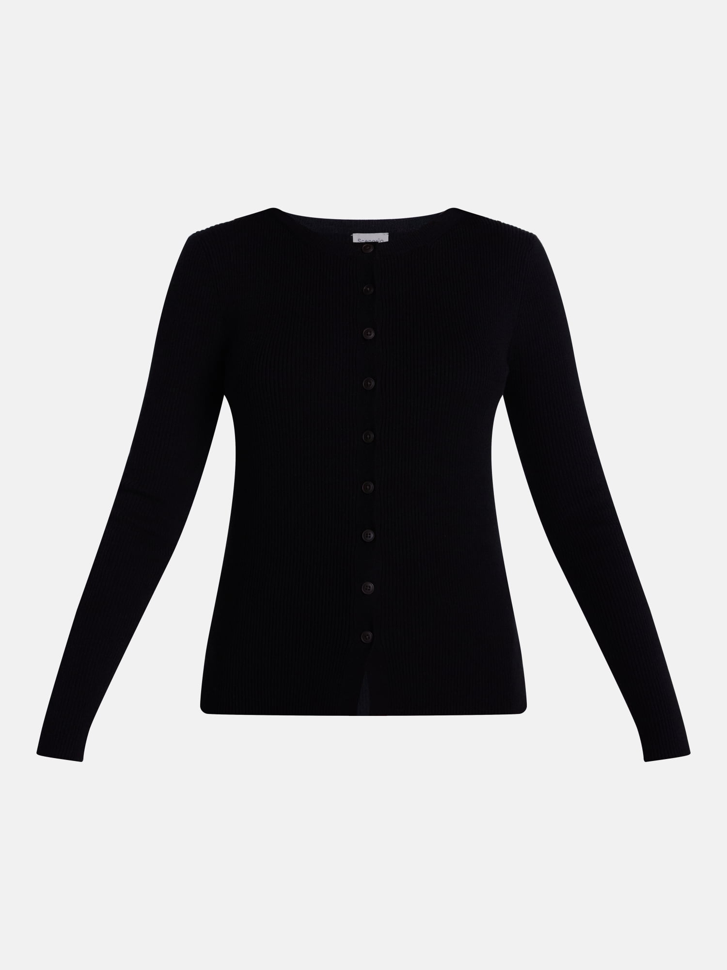 Scenario Women's and Women's Plus Ribbed Crewneck Cardigan Sweater, Lightweight, Sizes XS-4X