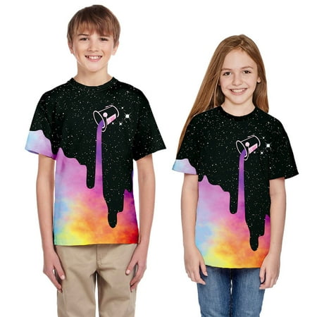 

Teen Big Kids Girls Boys Summer 3D Print T-shirt Blouse Tops Casual Clothes