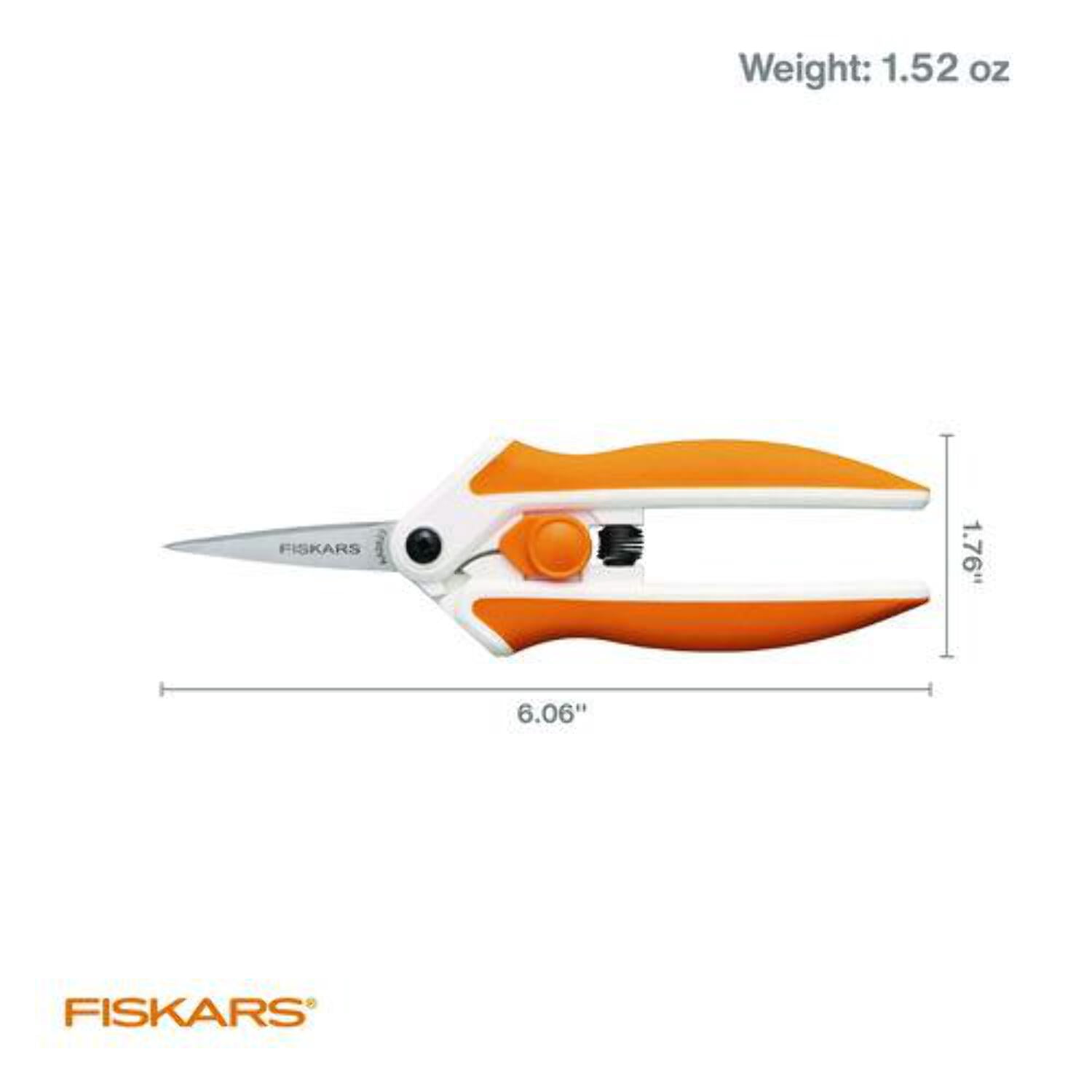 Fiskars FSK1069767 5 in. Micro Tip Scissor, Orange & White