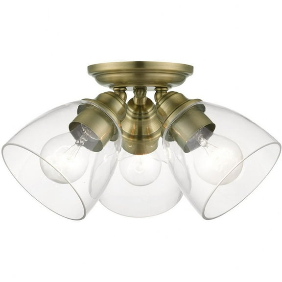 3 Light Flush Mount in New Traditional Style 14.25 inches Wide By 7.5 inches High-Antique Brass Finish Bailey Street Home 218-Bel-4829121
