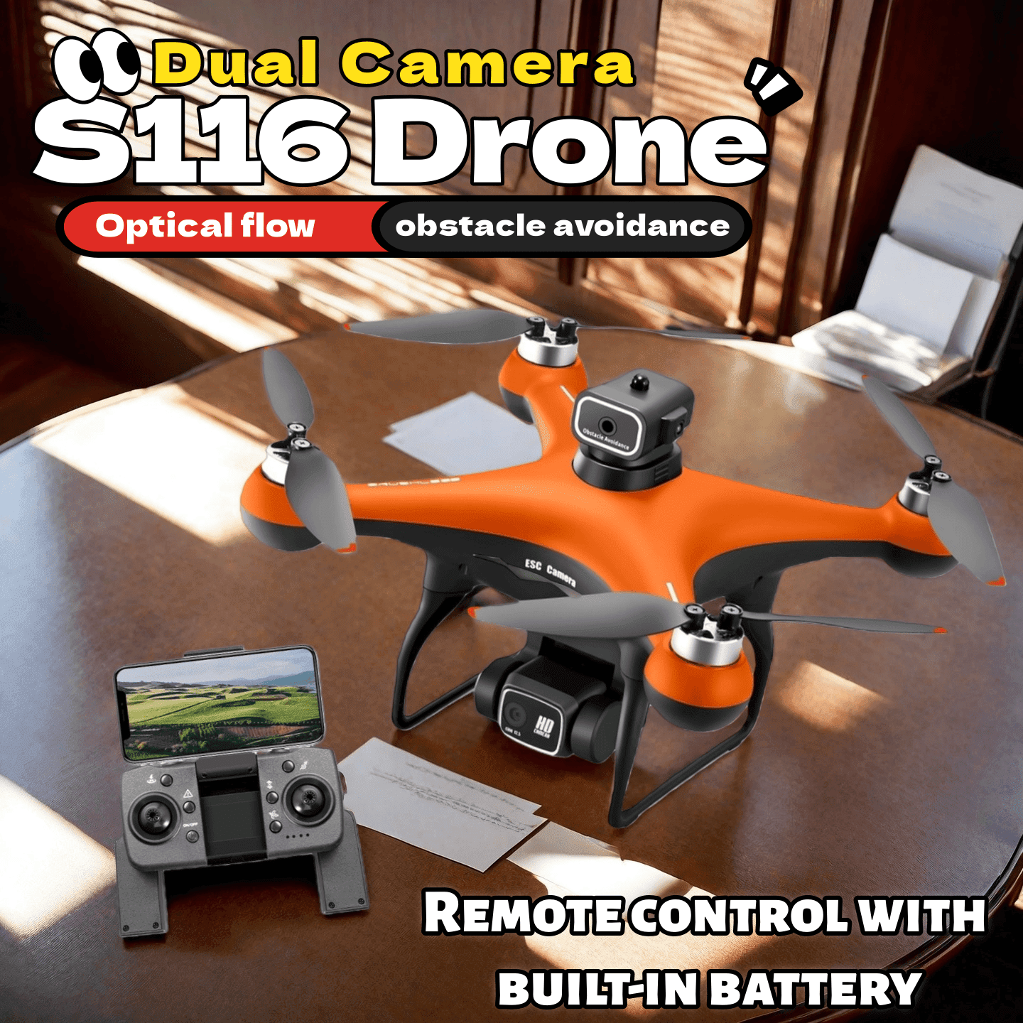 S116 Max Drone with Camera,  HD FPV Drone , RC Quadcopter with Brushless Motor, Obstacle Avoidance, Waypoint Fly, One Key Take Off/Landing, 2 Batteries
