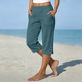 thumbnail image 2 of XAOFW Capri Pants For Women Casual Summer Straight Leg Pants With Pockets Loose Beach Trousers For Daily Wear Soft Bottom XXXXL, 2 of 4