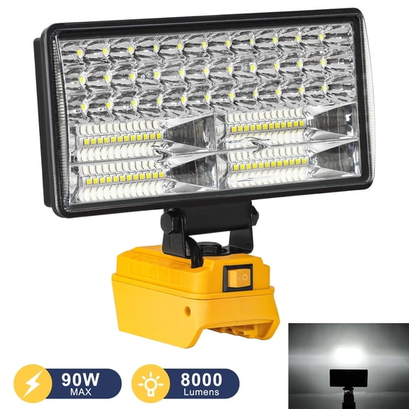 Cordless LED Work Light for 18V/20V Battery Packs, 8000LM 90W Portable Flood Light with USB-C Charging, Low Voltage Protection, 110° Swivel Head (Battery Not Included)