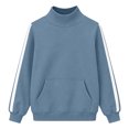 thumbnail image 6 of Mock Neck Sweatshirt Women Fall Fashion Oversized Turtleneck Pullover Side Stripes Long Sleeve Casual Sweatshirts Blue 2XL, 6 of 7