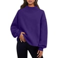 thumbnail image 2 of Fall Sweatshirts for Womens Pullover Fashion Oversize Casual Loose Turtleneck Long Sleeve Solid Color Blouse Sweatshirt Tops, 2 of 9