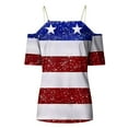 thumbnail image 4 of Dyegold Summer Tops for Women 2023 Trendy, Cold Shoulder Cami Tops for Womens Blouses Dressy 4th of July US Flag Tees Shirt Summer Casual Short Sleeve ​Tunics, 4 of 5